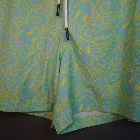 Neff Mens Lime Green And Blue Smiley Swim Board Shorts Drawstring Size XLarge - Picture 2 of 6